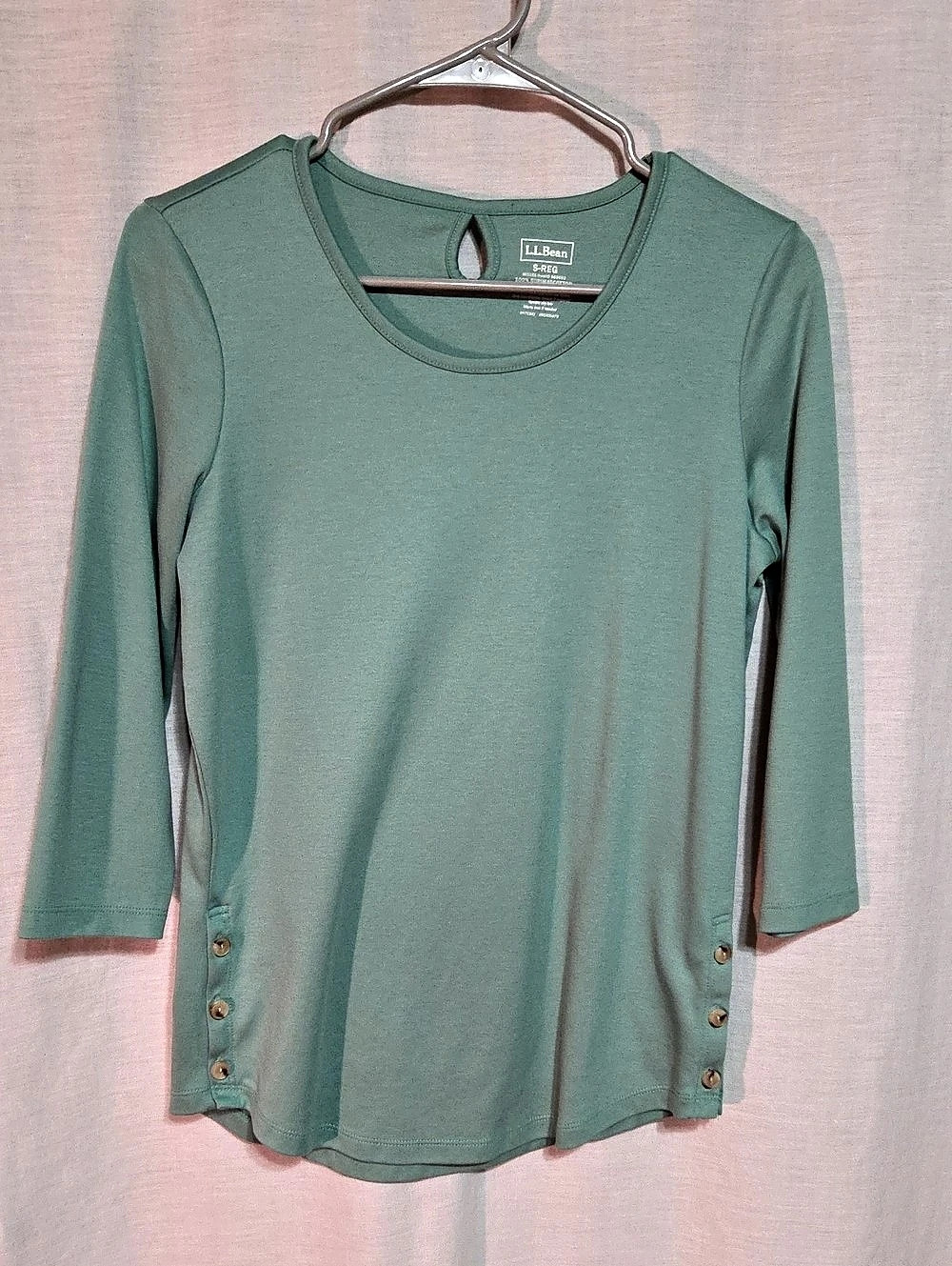 L.L.Bean Cotton Long Sleeve Top in Green Size Small
